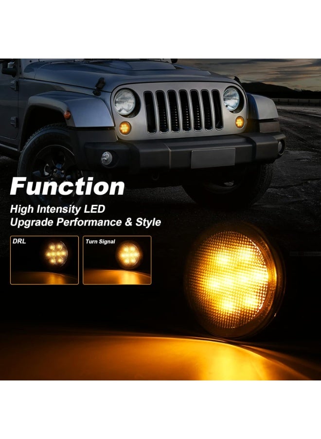 JK تحول إشارة أضواء عدسة الدخان Amber LED مؤشر الشواية الأمامية أضواء موقف السيارات لجيب رانجلر JK JKU 2007-2017 - Image 2